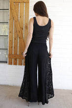 Black Lace Sides Wide Leg Pants
