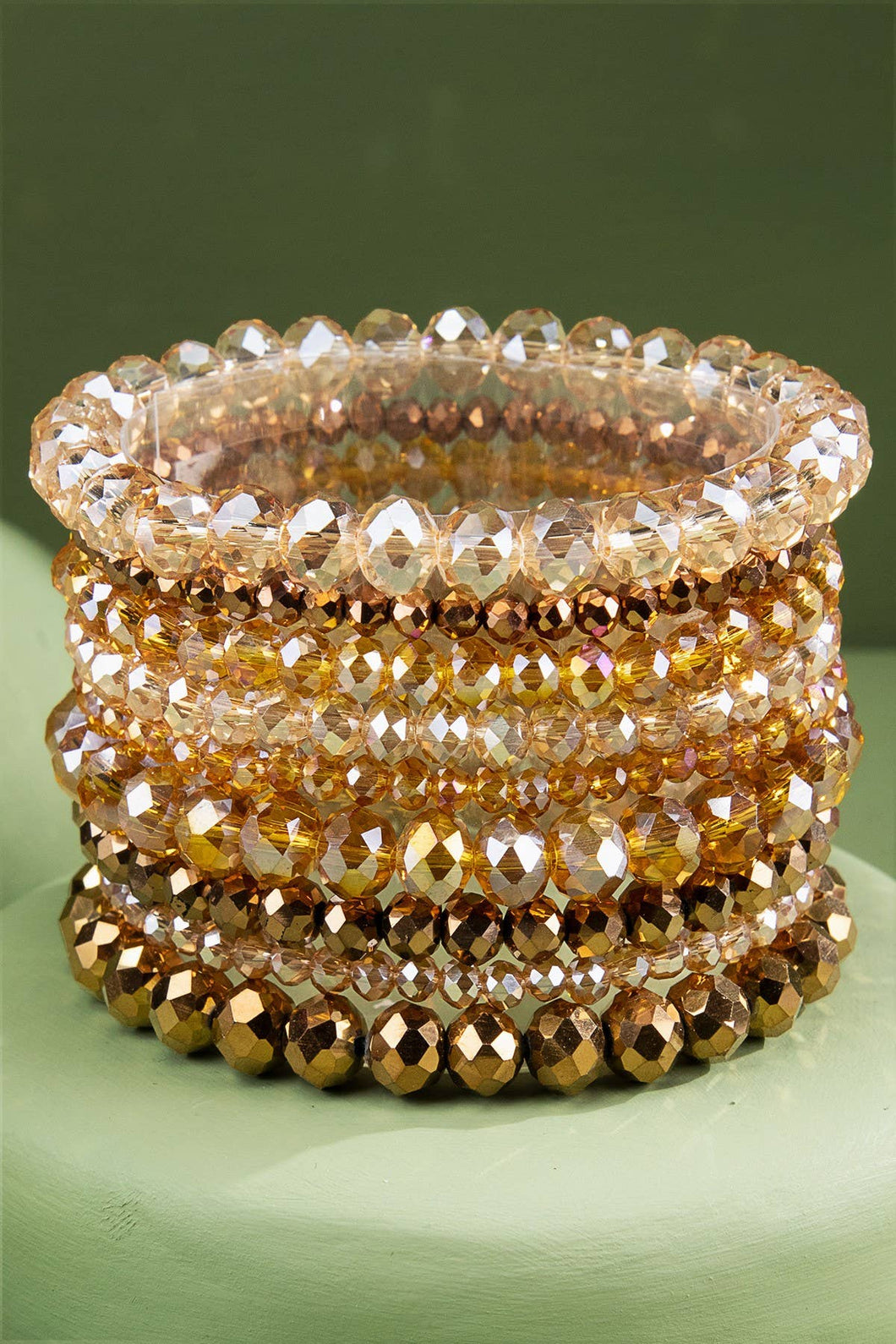 Copper Brown Glass Bead 9 Set Bracelet