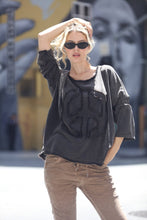 Black Frayed Peace Top