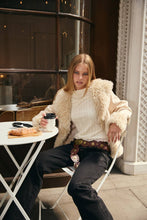 Beige Faux Fur Trimmed Suede Jacket