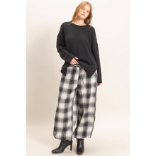 Black Plaid Drawstring Jogger Pants
