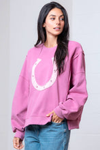 BOAT NECK SHOEHORSE CONTRASTED SWEATSHIRT