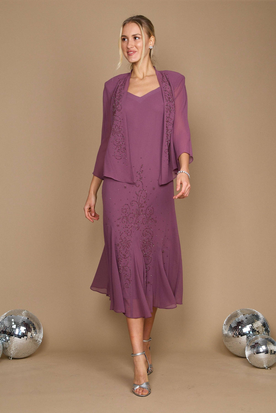 Dark Rose Long Formal Jacket Dress