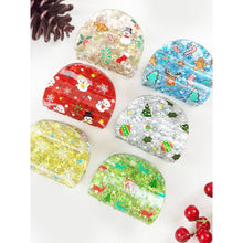 Christmas Prints on Glitter Mini Hair Claw Clip: MIX COLOR / ONE(12)