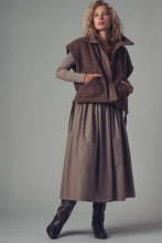 Brown Quilted Collar Boxy Sherpa Urban Daizy Vest