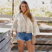 Natural Bohemian Breeze Artisan Lace Shrug Ruffle Jacket