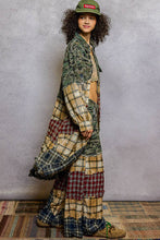 Camo Multi Long Sleeve Plaid Woven Varied Patchwork Maxi POL Shirt Jacket