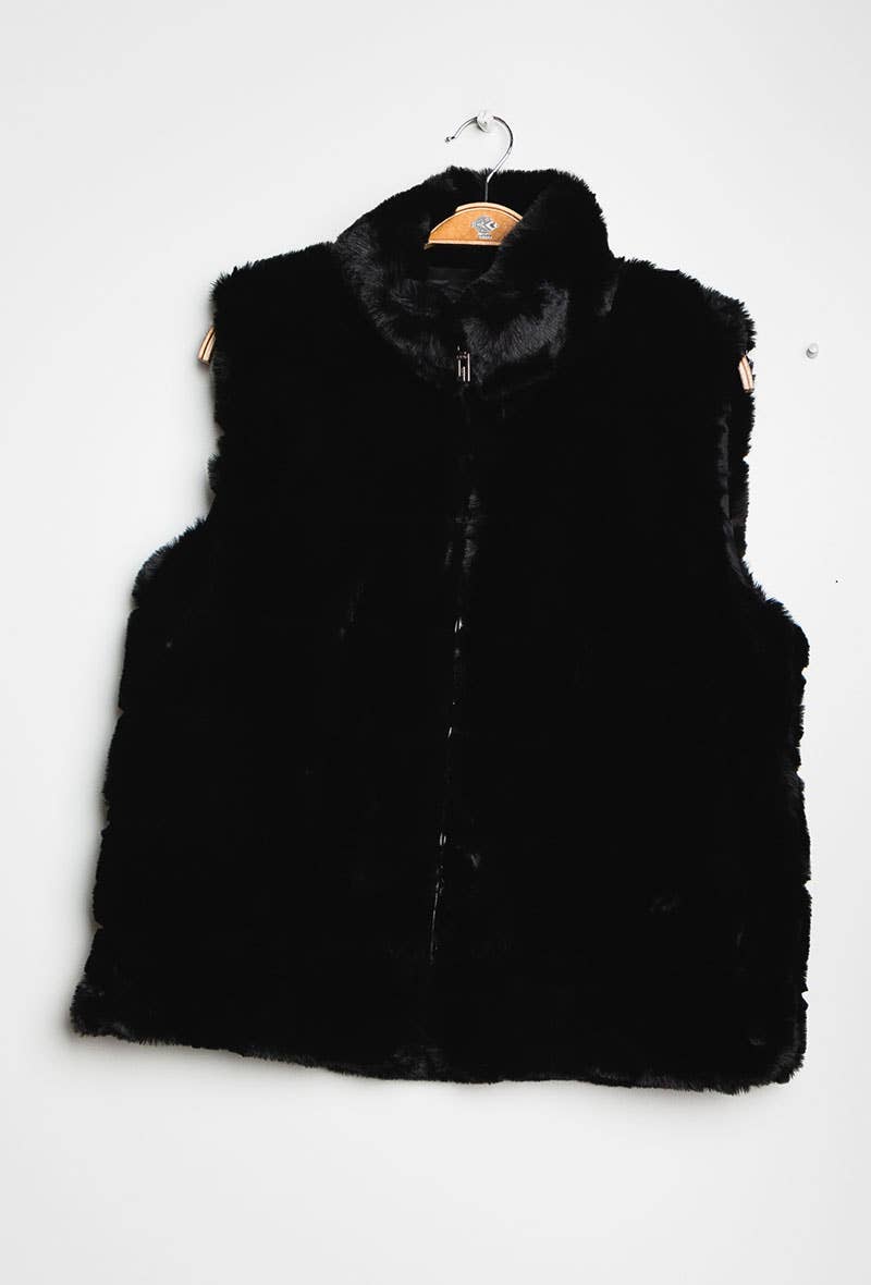 Black  Faux Fur Vest