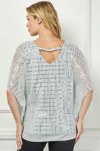 Silver Moonlight Hologram Sequin Layered Poncho Blouse