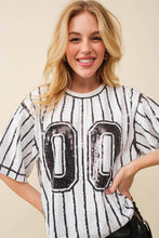 Wh/Bl Game Day Sequin Top