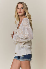 LIGHTWEIGHT FLORAL SWEATER CARDIGAN - CESW3607: IVORY / S-M-L(2-2-2)