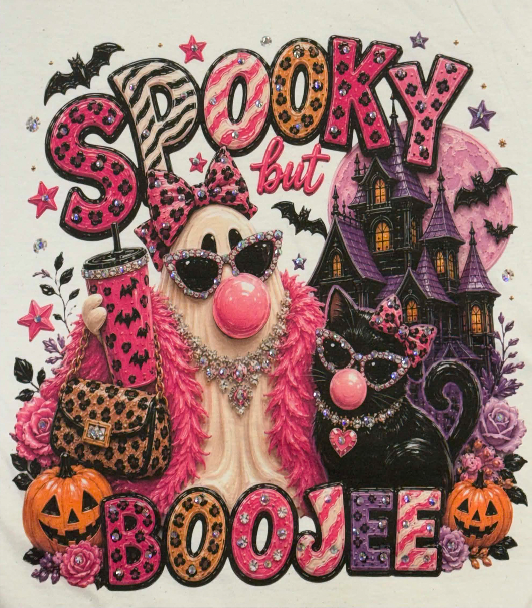 Natural Spooky But Boojee Ghost Cat Tee