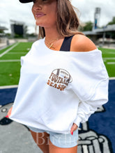 Sorry Can't Football Season White Graphic Off Shoulder