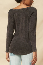 Lavender Vintage Washed Split-Neck Thermal Graphic Top