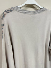 Beige Crew Neck Glitter Feathers Venti Sweater 9/14/23 7073
