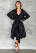 Black Faux Leather Collared Venti Trench Coat 9/14/23 7077