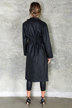 Black Faux Leather Collared Venti Trench Coat 9/14/23 7077