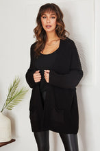 Black 3/4 Dolman Rib Sleeve Front Pocket Venti Cardigan 9/14/23 7068