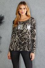 Black Grey Dream Sequin Animal Print Long Sleeve Venti Shirt 9/14/23 7053