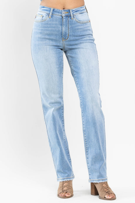 Medium High Waist Contrast Wash Thermal Straight Judy Blue Jeans 9/27/23 7126