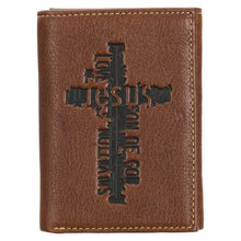 Wallet Leather Brown Names of Jesus Cross