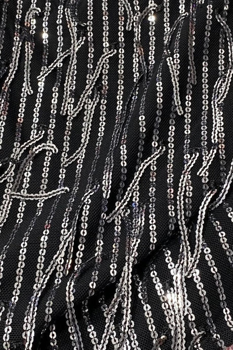 Black Silver Sleeveless Sequin Mini Dress 11/17/24 9217