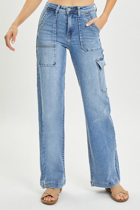 Medium High Rise Cargo Pocket Wide Risen Jeans 11/28/23 7666