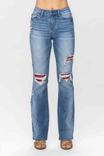 Medium Mid Rise Plaid Patch Bootcut Judy Blue Jeans 10/24/23 7250