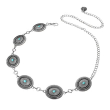 Turquoise Boho Vintage Western Turquoise Stone Concho Chain Belt