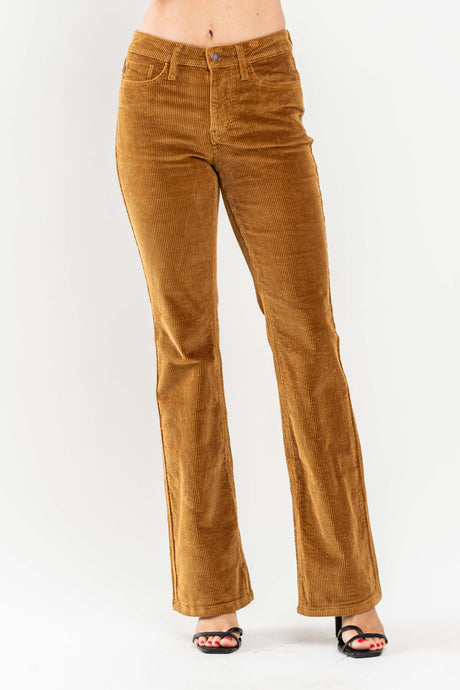 Camel Mid Rise Overdyed Corduroy Bootcut Judy Blue Jeans 12/1/23 7661