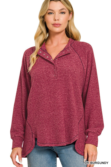 Dark Burgundy Brushed Melange Hacci Oversized Zenana Sweater 10/27/26 1547