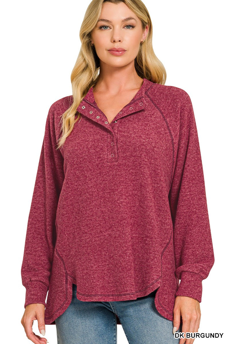 Dark Burgundy Brushed Melange Hacci Oversized Zenana Sweater 10/27/26 1547