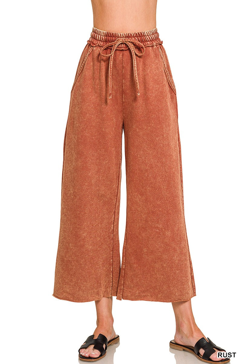Rust Washed French Terry Flare Zenana Pants 8/4/26 1344