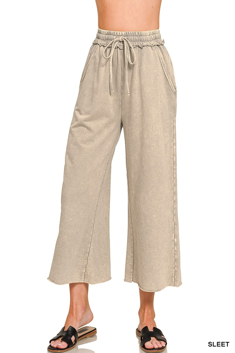 Sleet Washed French Terry Flare Zenana Pants 8/4/26 1345