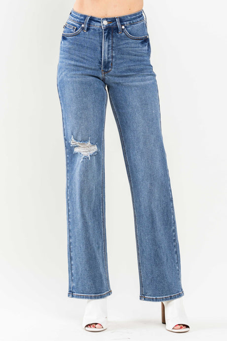 Medium High Waist Tummy Control 90's Straight Judy Blue Jeans 12/1/23 7662