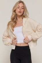 Ivy Beige Long Sleeve Hoodie French Terry Zip Up Jacket
