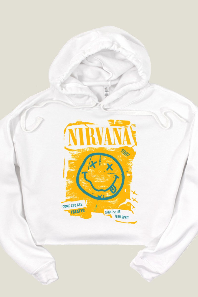 White Casual Loose FIt Nirvana Graphic Agp Hoodie 12/21/23 7783