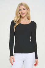Black Soft Smooth Ribbed Long Sleeve Top 1/8/24 7844
