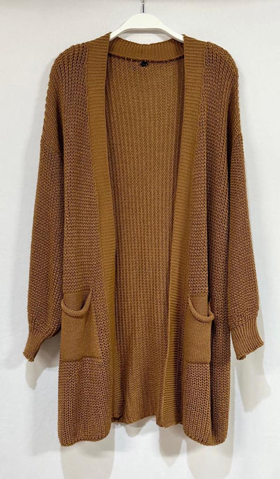 Tobacco Knit Front Bishop Sleeve Mid Length Venti Cardigan 12/27/23 7818