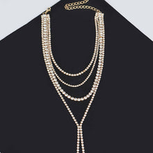 Silver Multi-Layered Rhinestone Long Necklace