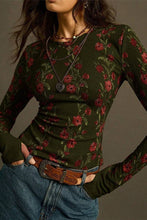 Floral Long Sleeve T-Shirt: GREEN / S