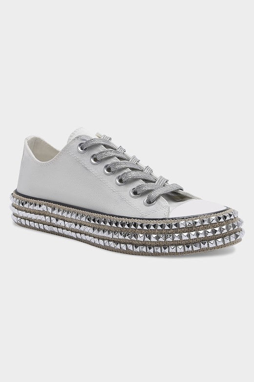 White Diamond Studded Sneakers 6 18 24 8682