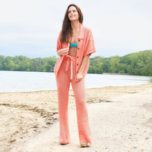 Coral Catalina Knit Half Sleeve Button Up Top