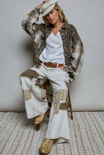 Allover Print Pattern Raw-Edge Fringe Trim Shirt Jacket: CHOCO MULTI / L