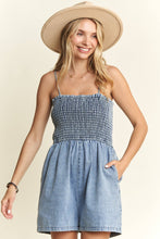 Denim Smocking Top Romper