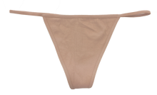 Beige Seamless Rib Strappy Thong