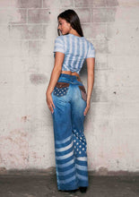 Flag Digital Print Wide Leg Jeans