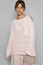 Pink Blush Round neck solid pocket thin sweater POL top
