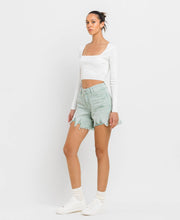 Abstracted High Rise Side Slit Denim Vervet Shorts