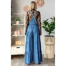 Med Wash Embroidered Strap Flowy Veveret overalls